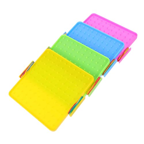 FRCOLOR 4 Sätze Doppelseitige Kunststoff Geoboards mit Gummibändern Stecktafeln für Grundschulmathematik Stem Lernspielzeug Formenverständnis und Motorischen Fähigkeiten von FRCOLOR
