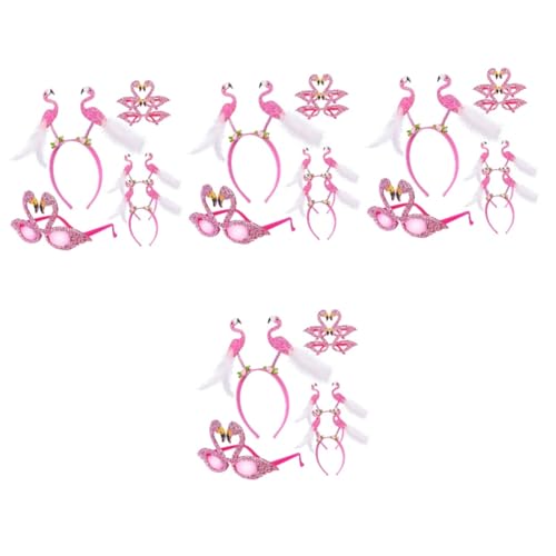 FRCOLOR 4 Sätze Hawaii-party-outfit Kleidung Stirnband Brillen Lustige Brille Für Damen Partybrille Haarband Flamingo-kostüm Für Damen Foto-requisiten Haarschmuck Fräulein Plastik Gläser von FRCOLOR