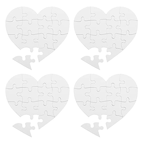 FRCOLOR 4 Sätze Herzförmiges Blanko Puzzle zum Ausmalen Teiliges DIY Bastelset für Kreative Malprojekte und Graffiti Geeignet für Junge Mädchen und Bastelenthusiasten von FRCOLOR