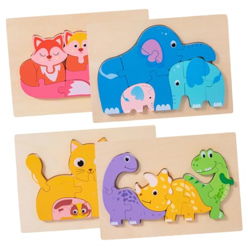 FRCOLOR 4 Sätze Holzpuzzle für Kleinkinder Teiliges Tier Matching aus Holz Fördert Selbstvertrauen und Motorische Fähigkeiten Sicheres Lernspielzeug für Jahre für Kreative Spielstunden von FRCOLOR