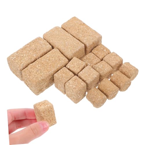 FRCOLOR 4 Sätze Miniatur Heuballen aus Holz Realistische Strohähnliche Deko für Bjd Farm Szenen Leicht Arrangierbare Mini Hay Bales für Puppenhaus und Bastelprojekte von FRCOLOR