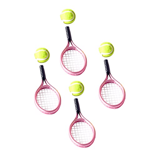 FRCOLOR Miniatur Tennis für Puppenhaus 4 Stück Kleiner Tennisschläger Dekoration Spielzeug Zubehör für Kreative Szenen von FRCOLOR
