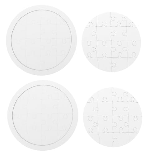 FRCOLOR 4 Sätze Rundes Blanko Puzzle zum Selbstgestalten DIY Malpuzzle aus Papier für Bemalbare Puzzleteile für kreative Einladungskarten und künstlerische Kunstprojekte von FRCOLOR