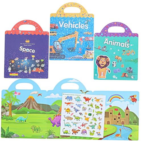 FRCOLOR 4 Sätze Stickerbuch Szenen Wiederverwendbar DIY Lernspielzeug mit Tieren Fahrzeugen Dinosauriern Weltraum für Vorschule zur Kreativität und Feinmotorik FRCOLOR 4 Sätze Stickerbuch Szenen Wiederverwendbar DIY Lernspielzeug mit Tieren Fahrzeugen Dinosauriern Weltraum für Vorschule zur Kreativität und Feinmotorik von FRCOLOR