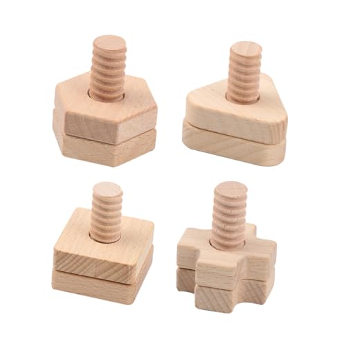 FRCOLOR 4 Sätze Teiliges Holz schraubspielzeug Schrauben Steckspiel Lernspielzeug Birkenholz Fördert Hand Auge koordination und Logisches Denken Glatte Oberfläche Kindgerechte von FRCOLOR