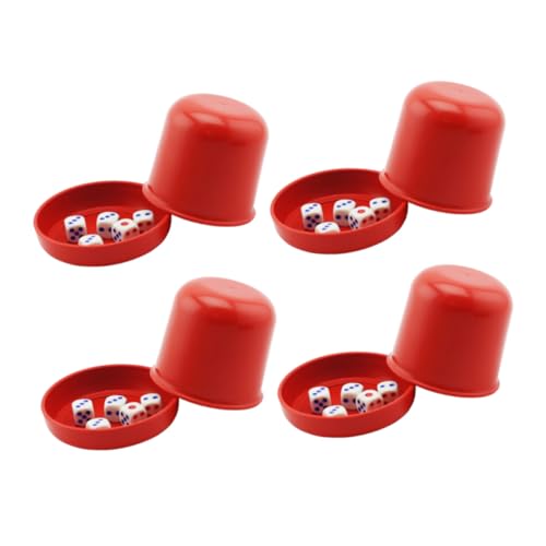 FRCOLOR 4 Sätze Verdickte Würfelbecher mit Sockel Rot Bruchfeste Anti Cheating Dice Box Ktv Bar Partyspiel mit Würfeln für Lustige Spielrunden von FRCOLOR