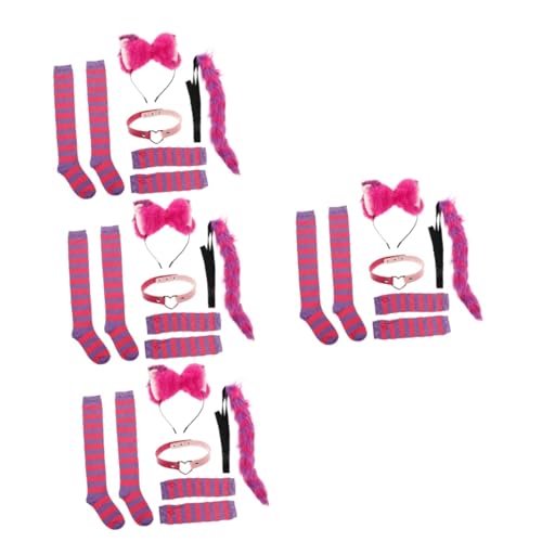 FRCOLOR 4 Sets Katzenohren Stirnband Kostüm Kleid Kinderschwanz Weicher Anhänger Dekoratives Stirnband Cosplay Socken Kragendekor Dekorativer Kragen Katzenohren Haarbekleidung von FRCOLOR