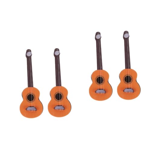 FRCOLOR 4 Stck. Miniatur Gitarren aus Holz Kleine Dekorative Musikinstrumente für Puppenhaus Langlebige Mini Gitarrenmodelle als Puppenzubehör und Raumdekoration von FRCOLOR