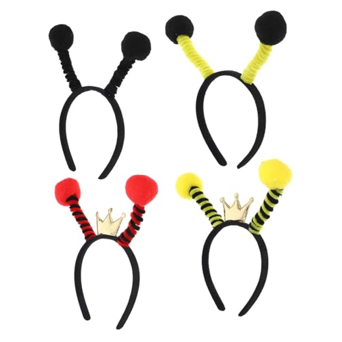 FRCOLOR 4 Stück Bienen Haarreifen Teiliges Cosplay Zubehör mit für Partys Kostüme und Fotoshootings Gelb mit Krone Rot mit Krone Schwarz und Gelb Schwarz von FRCOLOR