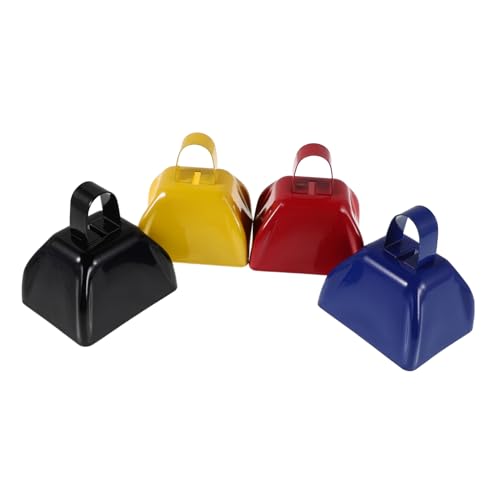 FRCOLOR 4 Stück Bunte Metall Kuhglocken mit Griff Lauter Handgeräuschmacher für Sportveranstaltungen Partyfeiern und FRCOLOR 4 Stück Bunte Metall Kuhglocken mit Griff Lauter Handgeräuschmacher für Sportveranstaltungen Partyfeiern und von FRCOLOR