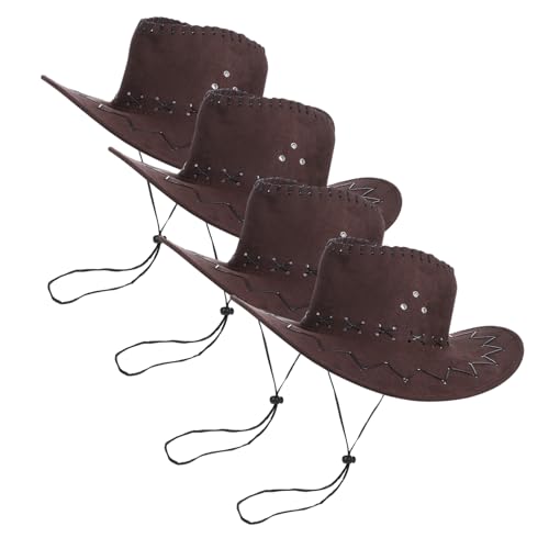 FRCOLOR 4 Stück Cowgirl Hut für Teiliges Kostümzubehör für Partys Karneval und Cosplay Robuste Bequeme Westernhüte für Jungen und Mädchen Vielseitig Kombinierbar von FRCOLOR