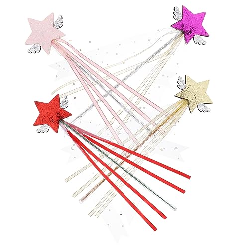 FRCOLOR 4 Stück Feenstäbe Glitzernde Sternzauberstäbe für Mädchen Zubehör für Tanzaufführungen Partys und Halloween Dekoration Rosa Gold Rot FRCOLOR 4 Stück Feenstäbe Glitzernde Sternzauberstäbe für Mädchen Zubehör für Tanzaufführungen Partys und Halloween Dekoration Rosa Gold Rot von FRCOLOR