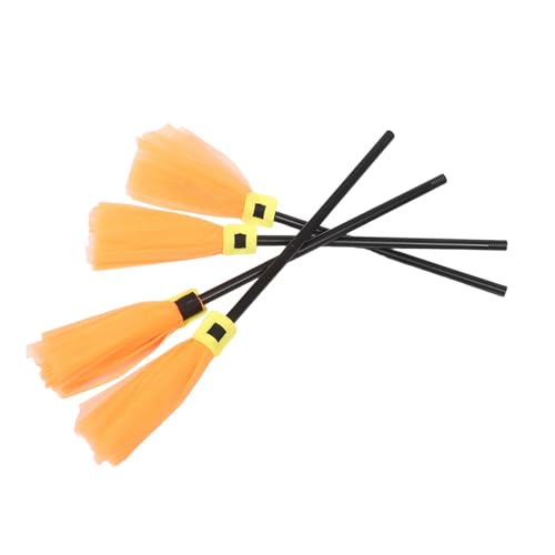 FRCOLOR 4 Stück Halloween Hexenbesen aus Robustem Mesh Leuchtend Orange Leichter Hexenbesen-Deko für Innen- und Außenbereich Vielseitige Party Halloween-Atmosphäre von FRCOLOR