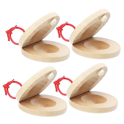 FRCOLOR Kastagnetten Spielzeug für Kinder Musikinstrumente 4 Stück Holz Lernspielzeug für Musik und Koordination für Vorschulkinder von FRCOLOR