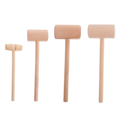 FRCOLOR 4 Stück Holzhammer für Meeresfrüchte Teiliges aus Natürlichem Holz zum Knacken von und Hummer Leicht und Tragbar für Küche und Partys von FRCOLOR
