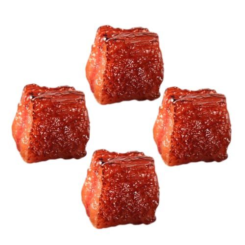 FRCOLOR 4 Stück Künstliche Rindfleischwürfel Fake Beef Cubes für Küche Restaurant Dekoration Realistisches Lebensmittelmodell für Fotografie von FRCOLOR