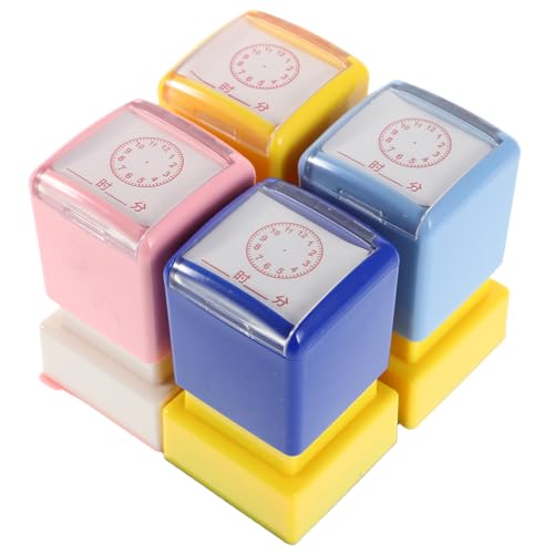 FRCOLOR 4 Stück Lernstempel Uhrzeit Lernspielzeug Bunte Stempel Für Jungen Mädchen Tragbar Pädagogisches Zeitverständnis Interaktives Uhrerkennen Für Schule Und Zuhause von FRCOLOR