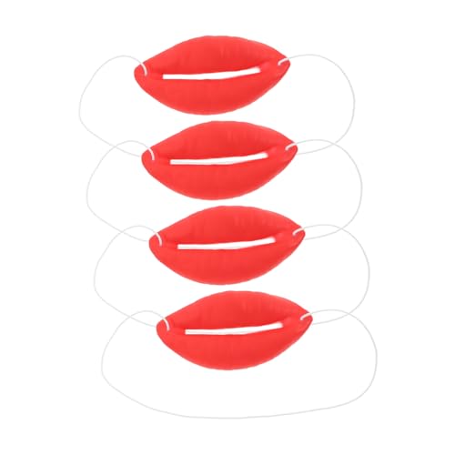 FRCOLOR 4 Stück Lustige Große Lippen Masken für Halloween Cosplay Party Witzige Rote Mund Requisiten für Unvergessliche Auftritte und Einzigartige Persönlichkeiten von FRCOLOR