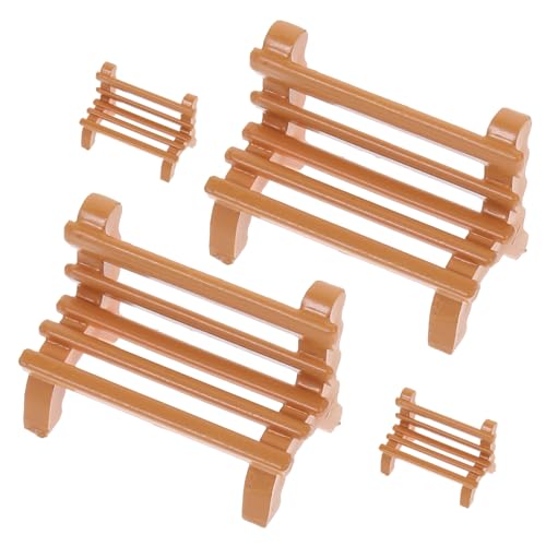 FRCOLOR 4 Stück Maßstab Teiliges Miniaturmöbel für Puppenhaus und Sandtisch Dekorative Mini Bank Figurine für Garten und Wohnzimmerszene von FRCOLOR