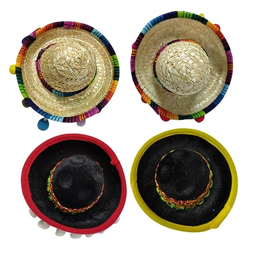 FRCOLOR 4 Stück Mini Sombrero Haarreifen Mexican Partyhut Leichtes Stirnband für Erwachsene und Mexikanische Fiesta Kopfschmuck und Partydeko von FRCOLOR