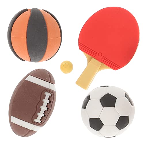 FRCOLOR 4 Stück Mini Sportmodelle für Puppenhäuser Teiliges aus Fußball Basketball Volleyball und Tischtennis Realistische Dekoration für DIY Projekte und Modelle Zufällige von FRCOLOR