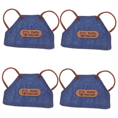 FRCOLOR 4 Stück Mini -puppenschürze Kawaii-schürze Dollhouse Denim Schürzen Minischürzen Für Puppen Puppenhaus Miniaturschürze Puppenhausschürzen Puppenkleidung Schürzen Stoff Blau von FRCOLOR