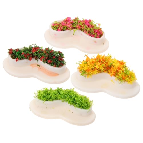 FRCOLOR 4 Stück Miniatur Blumenbeet Sitzbank Mini Gartenmöbel für Puppenhaus Dekorative Mini Bänke für Ruhebereiche Sandtisch und Landschaftsdekoration von FRCOLOR
