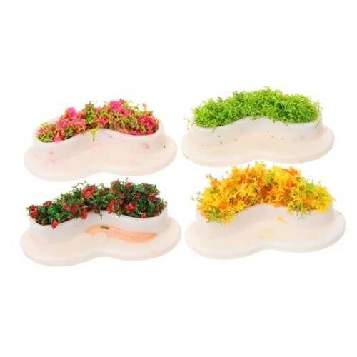 FRCOLOR 4 Stück Miniatur Gartenbank mit Blumenbeet Design Teiliges Miniaturmöbel für Puppenhaus und Miniaturgarten Realistisches Gartenbank Modell Dekoration für Puppenhäuser und von FRCOLOR