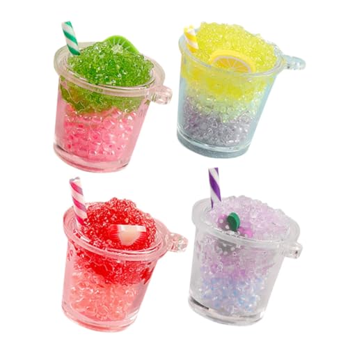FRCOLOR 4 Stück Miniatur Puppenhaus Getränke Becher Teilig Realistische Resin Dekoration Bunte Miniatur EIS und Saftbecher Kompakt für Puppenhaus Küche und DIY Zubehör von FRCOLOR
