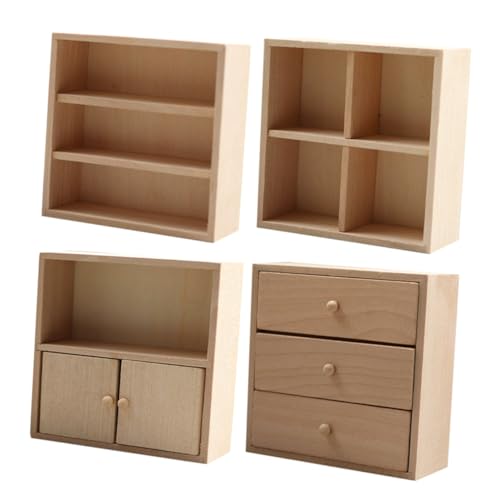 FRCOLOR 4 Stück Miniaturmöbel Set für Puppenhaus Teiliges DIY Holz Möbel für Schlafzimmer Bücherregal Side Cabinet Kreative Bastelaktivität für Erwachsene Robust und Kreativ Gestaltbar FRCOLOR 4 Stück Miniaturmöbel Set für Puppenhaus Teiliges DIY Holz Möbel für Schlafzimmer Bücherregal Side Cabinet Kreative Bastelaktivität für Erwachsene Robust und Kreativ Gestaltbar von FRCOLOR