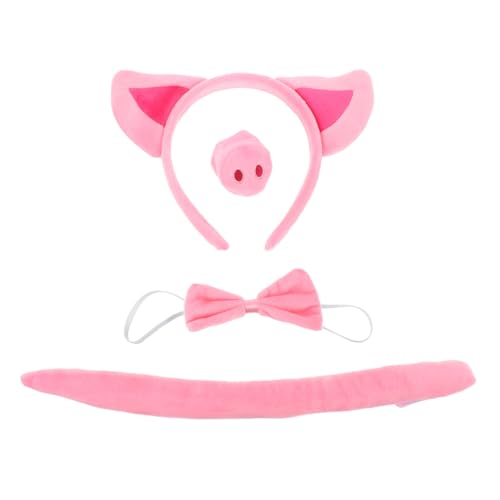 FRCOLOR 4 Stück Plüsch Schwein Kostüm Set Teilig mit Schwein Ohren Stirnband Abnehmbare Nase und Schleife für Halloween Karneval Verkleidung FRCOLOR 4 Stück Plüsch Schwein Kostüm Set Teilig mit Schwein Ohren Stirnband Abnehmbare Nase und Schleife für Halloween Karneval Verkleidung von FRCOLOR