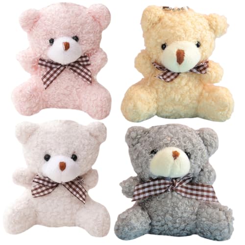FRCOLOR 4 Stück Plüschbär Schlüsselanhänger mit Schleife Teiliges Bunte Kuscheltier Anhänger Niedlicher Bär Design Taschenanhänger Weicher Cartoon Bag Ornament für Frauen FRCOLOR 4 Stück Plüschbär Schlüsselanhänger mit Schleife Teiliges Bunte Kuscheltier Anhänger Niedlicher Bär Design Taschenanhänger Weicher Cartoon Bag Ornament für Frauen von FRCOLOR
