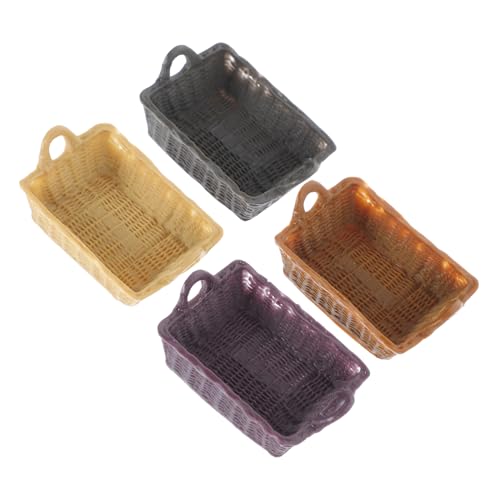 FRCOLOR 4stücke Puppenhaus-möbel Miniatur-brotkorb Gewebtes Korb-Set Maßstab Schlafzimmer Esszimmer Dekoration Möbelzubehör Modellbauornament von FRCOLOR