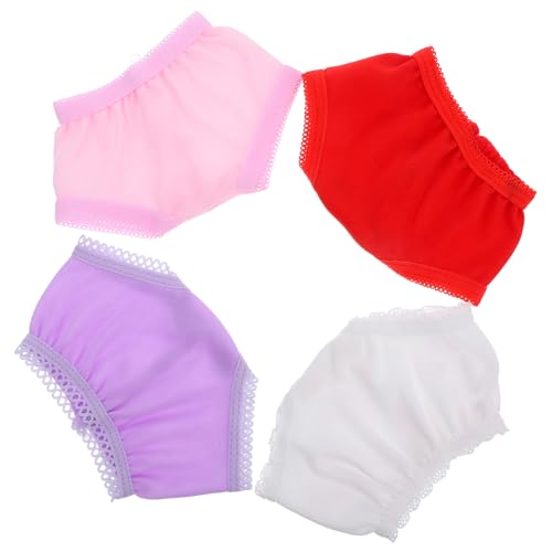 FRCOLOR 4 Stück Puppenunterwäsche für Kleine Puppen Wiederverwendbare Leichte Unterhosen aus Weiß Rot und Zufällige Designs für Rollenspiele und Puppenzubehör FRCOLOR 4 Stück Puppenunterwäsche für Kleine Puppen Wiederverwendbare Leichte Unterhosen aus Weiß Rot und Zufällige Designs für Rollenspiele und Puppenzubehör von FRCOLOR