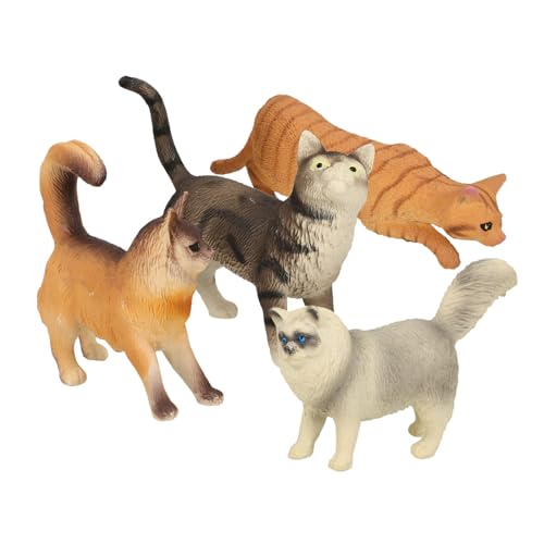 FRCOLOR 4 Stück Realistische Katzenfigur Teiliges Kleine Desktop Katzenfiguren Lebensechte Katzenskulptur Dekorativ für Wohnraumdeko von FRCOLOR