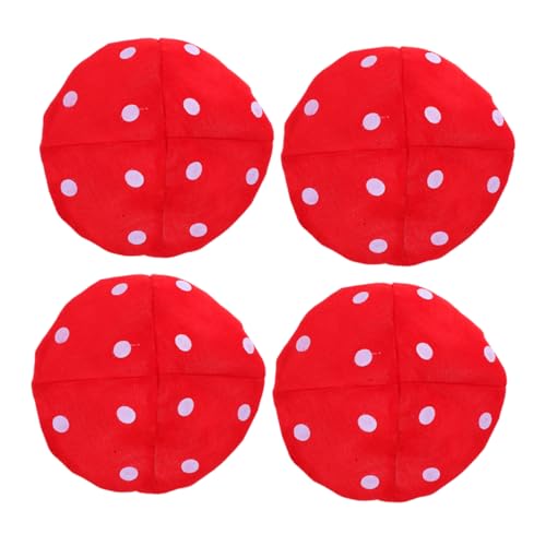 FRCOLOR 4 Stück Roter Pilzhut mit Weißen Punkten Durchmesser Leichter Bequemer Kostüm Hut für Cosplay Party Bühne und Festival von FRCOLOR