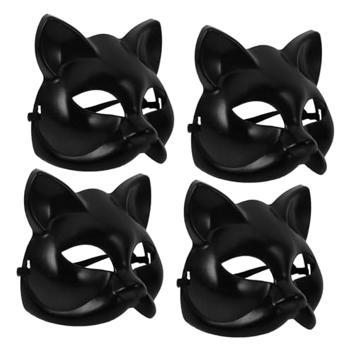FRCOLOR 4 Stück Schwarze Katzenmaske Diy Leere Maske für Karneval Cosplay und Halloween Handbemalbare Maske für Kreative Gestaltung Bequem für Altersgruppen Geeignet von FRCOLOR
