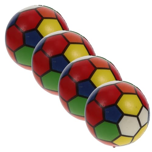 FRCOLOR 4 Stück Stressball Fußball PU Schaum Squeeze Bunte zur Stressreduktion Party Mitbringsel für Jugendliche Handliche Kleine Bälle für Beruhigung und Spaß von FRCOLOR