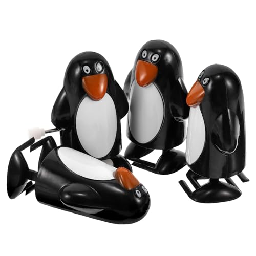 FRCOLOR 4 Stück Teiliges Aufziehspielzeug Mini Pinguin Figuren für Weihnachtsfeiern Charmante Mechanische Spielzeuge für Goody Bags und Festliche Dekorationen von FRCOLOR