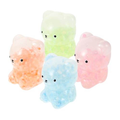 FRCOLOR 4 Stück Teiliges Bär Stressspielzeug aus Langlebigem Material Weiche Tierische Squeeze Bälle für Erwachsene zur Stressreduktion Sammelfiguren und Sensorisches Entspannungsspielzeug von FRCOLOR