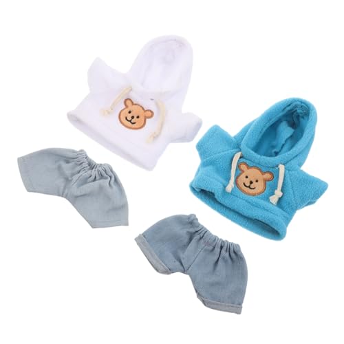 FRCOLOR 4 Stück Teiliges Bärenkleidungsset für Kuscheltiere Weiches Baumwoll Hoodie und Jeanshose Passform für Kleine Stofftiere Niedliches DIY Outfit für Plüschtiere von FRCOLOR