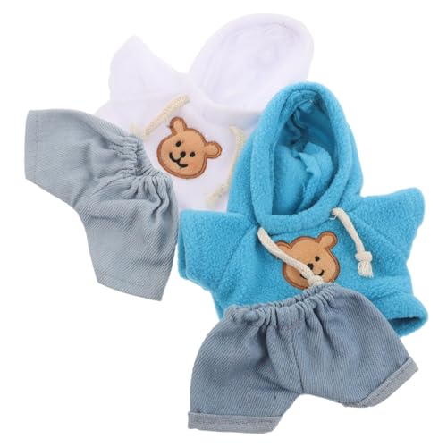 FRCOLOR 4 Stück Teiliges Bärenkleidungsset für Plüschtiere Süßer Hoodie mit Jeans DIY Bärenkleidung für Kuscheltiere Vielseitiges Outfit für Kleine Stofftiere und Puppen von FRCOLOR