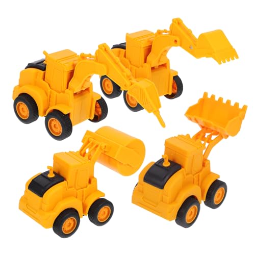 FRCOLOR 4 Stück Teiliges Baufahrzeug Realistische Bagger und Lader Modelle Leicht und Detailreich Fördert Kreativität Hand Auge Koordination und Frühe Entwicklung von FRCOLOR