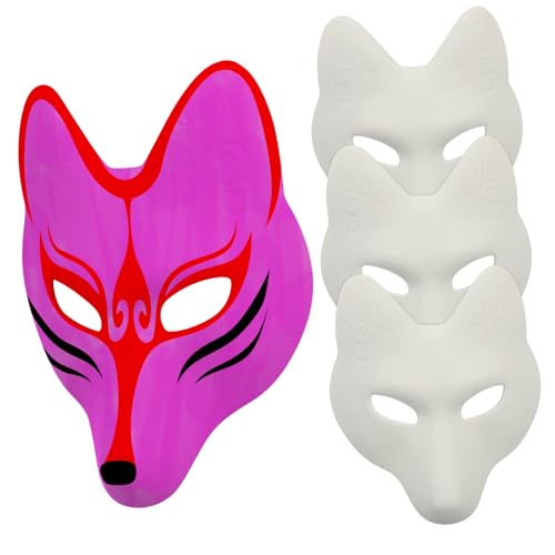 FRCOLOR 4 Stück Teiliges DIY Fox Maske Handbemalte Maske für Maskerade Cosplay und Partys Unfertige PU zum Basteln für Hochzeiten und Besondere Anlässe von FRCOLOR