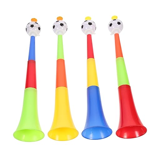FRCOLOR 4 Stück Teiliges Fußball Fanfare Kunststoff Trompete Bunte Ausziehbare Cheerleading Hörner Lautes Lufthorn für Sportveranstaltungen und Party Fans Zufällige Farbe Zufällige Farbe von FRCOLOR