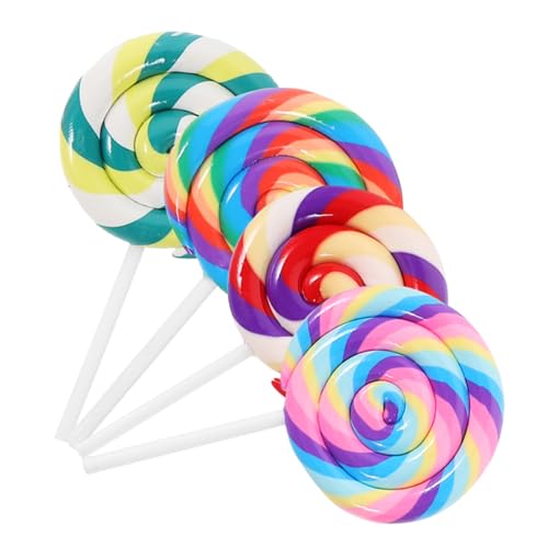 FRCOLOR 4 Stück Teiliges Große Farbenfrohe Lutscher Deko mit Wirbelmuster Kreative Fotorequisite für Kindergeburtstag Langlebige Candy Decorations Spiel Partyaccessoire von FRCOLOR