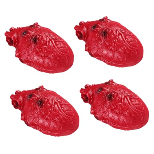 FRCOLOR 4 Stück Teiliges Halloween Deko Blutiges Realistisches Herzmodell Menschliches Organ Simulation für Gruselige Party Detailgetreues Horror Requisit Langlebig und Wiederverwendbar von FRCOLOR