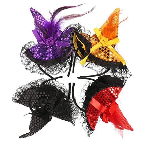 FRCOLOR 4 Stück Teiliges Halloween Haarreif mit Hexenhut für Bunte Haarbänder Schwarz Orange Rot Bequeme und Wiederverwendbare Kopfbedeckungen für Halloween Partys FRCOLOR 4 Stück Teiliges Halloween Haarreif mit Hexenhut für Bunte Haarbänder Schwarz Orange Rot Bequeme und Wiederverwendbare Kopfbedeckungen für Halloween Partys von FRCOLOR
