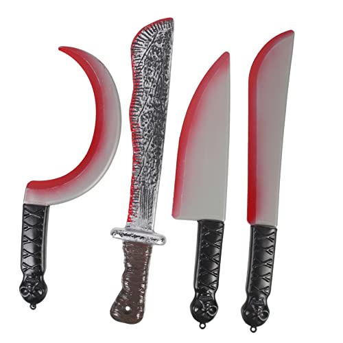 FRCOLOR 4 Stück Teiliges Halloween Messer aus Robustem Kunststoff Blutige Fake Klingen für Party Dekoration Retro Horror Requisiten für Karneval Kostüm Accessoires und Gruselige von FRCOLOR