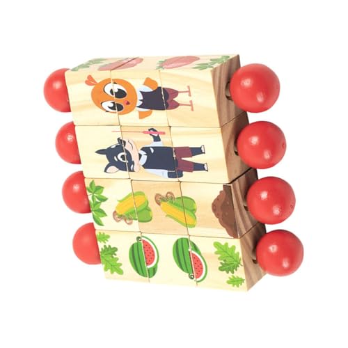 FRCOLOR 4 Stück Teiliges Holz Drehpuzzle mit Tiermotiven Montessori Lernspielzeug für Kleinkinder Motorische Robustes Kindersicheres Lernspielzeug für Hause und Schule von FRCOLOR